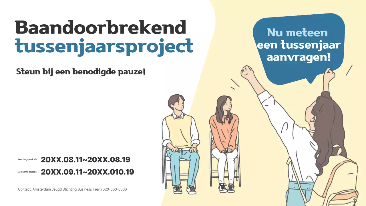 Eenvoudige gap year projectopdracht voor jonge volwassenen in beige en marineblauw