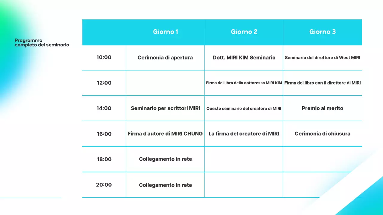 Introduzione a un seminario aziendale moderna e di colore blu chiaro