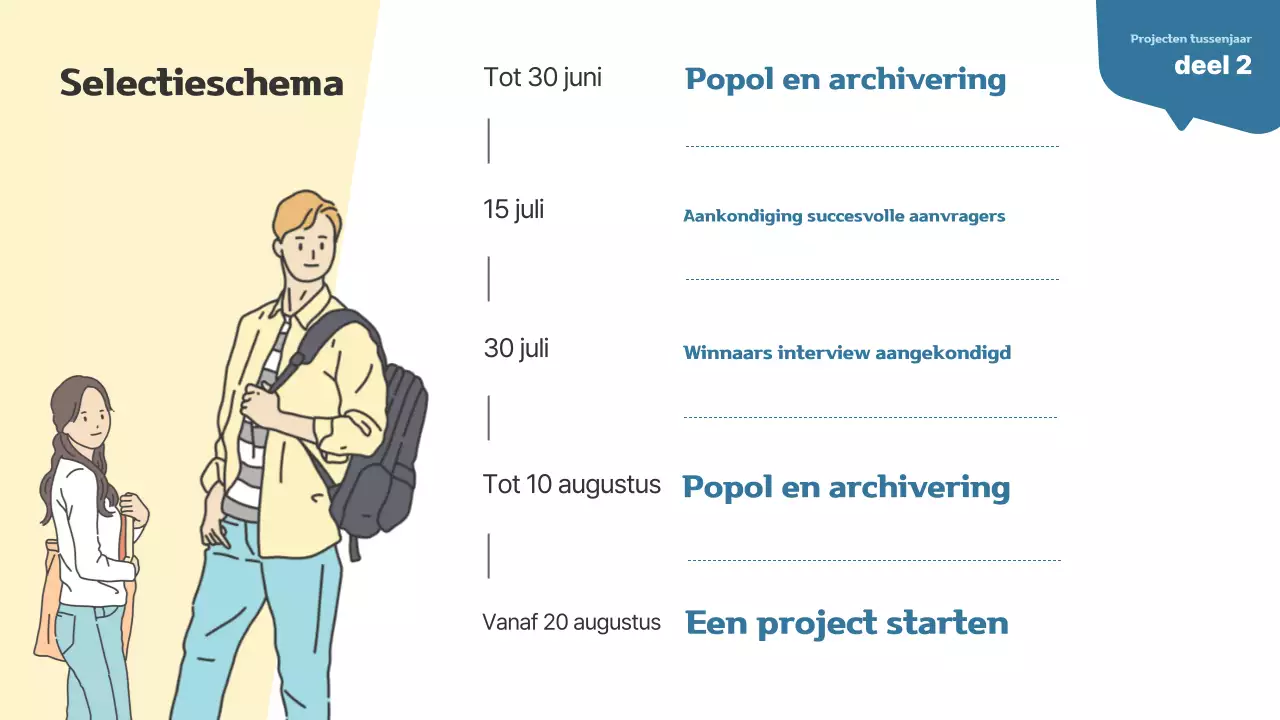 Eenvoudige gap year projectopdracht voor jonge volwassenen in beige en marineblauw
