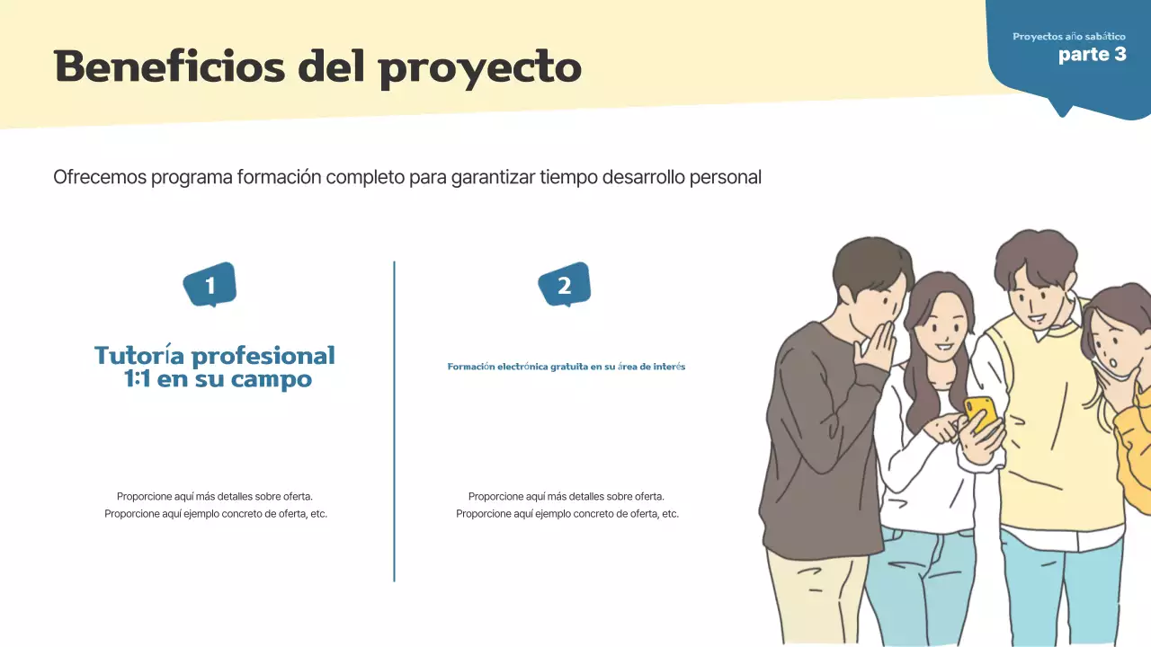 Proyecto sencillo de año sabático para jóvenes adultos en beige y azul marino