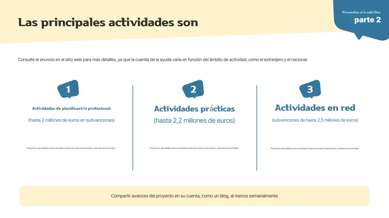 Proyecto sencillo de año sabático para jóvenes adultos en beige y azul marino