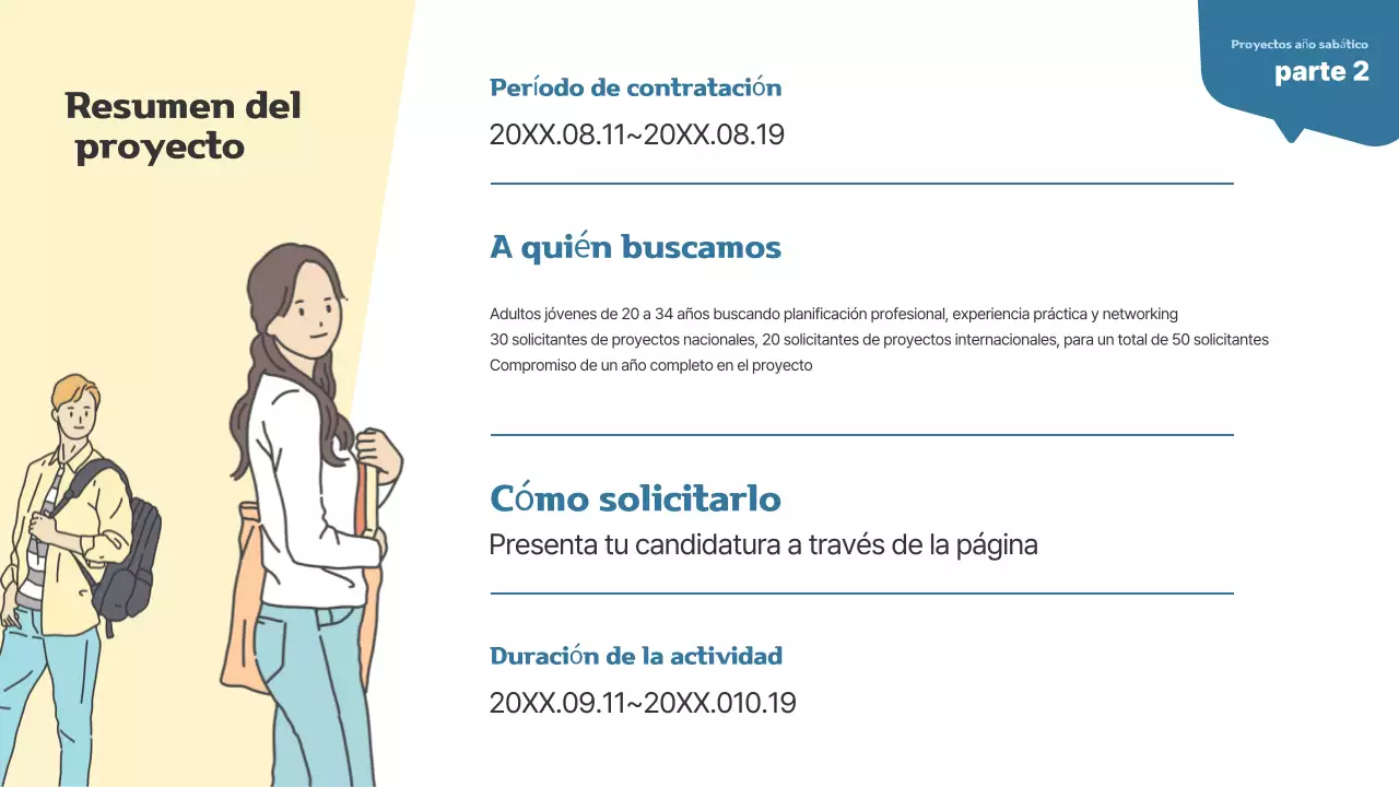 Proyecto sencillo de año sabático para jóvenes adultos en beige y azul marino