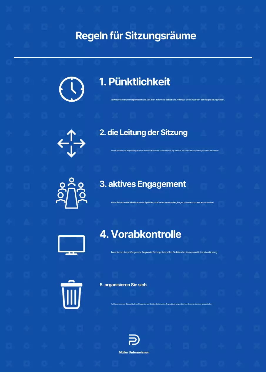 Eine einfache Vorlage für ein Unternehmensdokument in Marineblau und Weiß