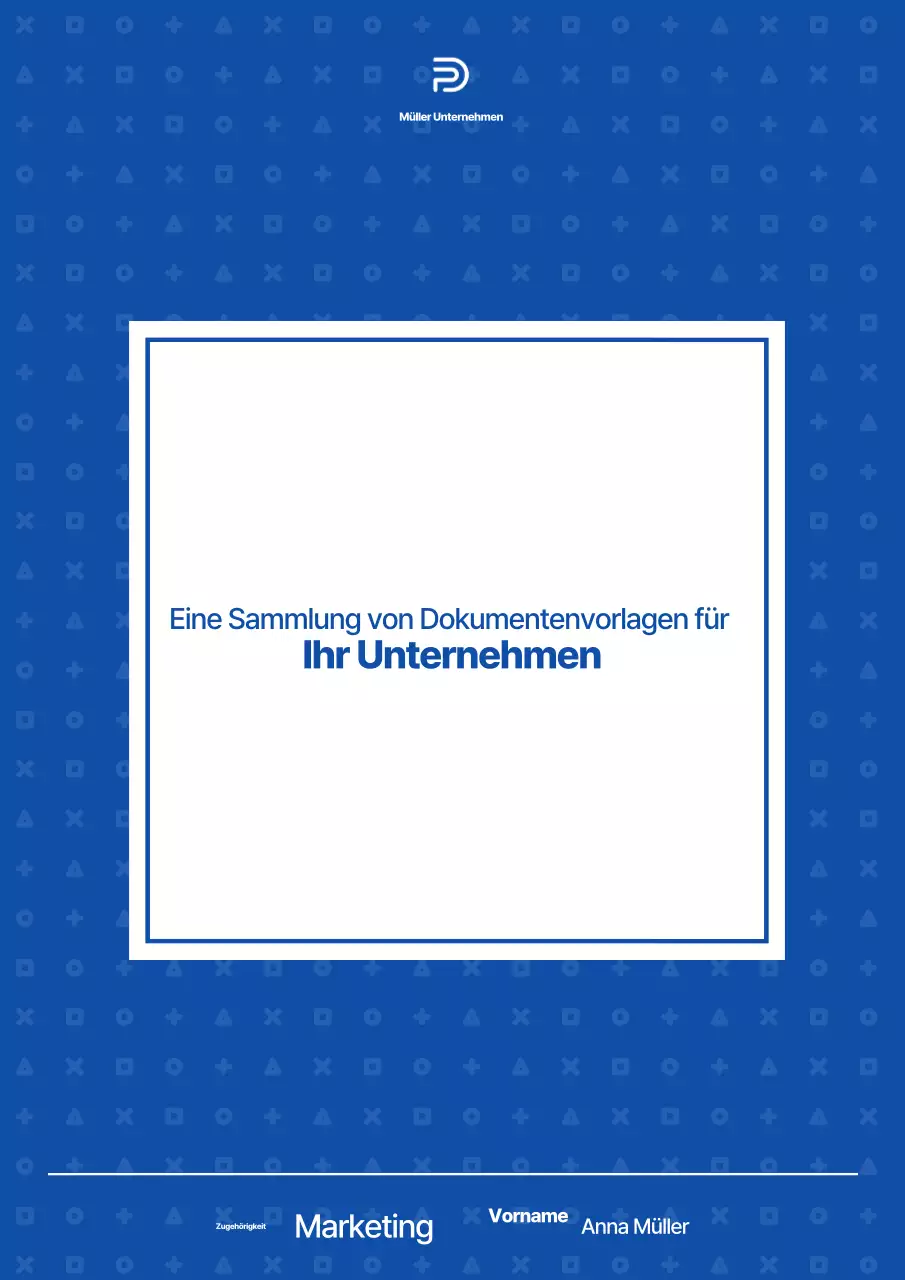 Eine einfache Vorlage für ein Unternehmensdokument in Marineblau und Weiß