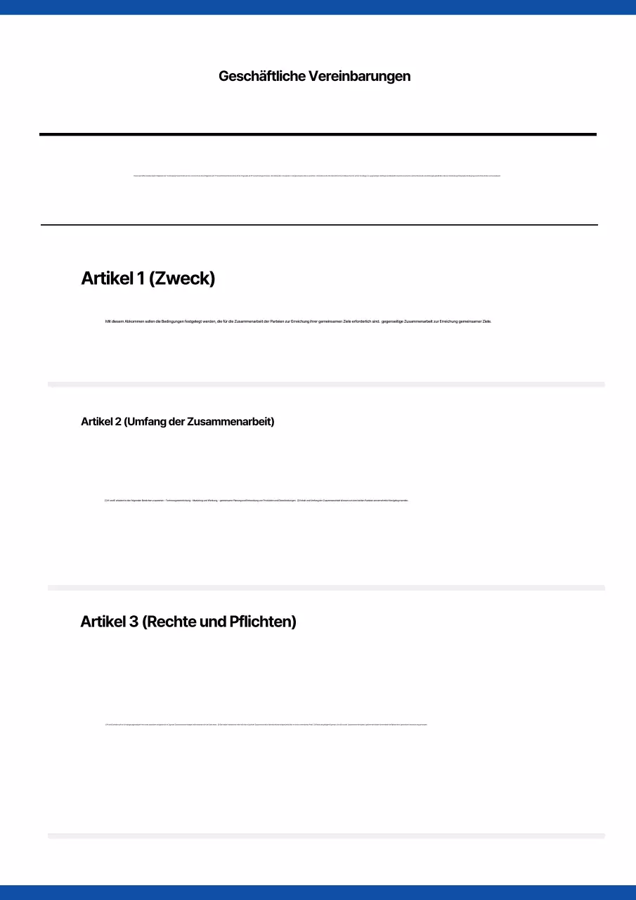 Eine einfache Vorlage für ein Unternehmensdokument in Marineblau und Weiß