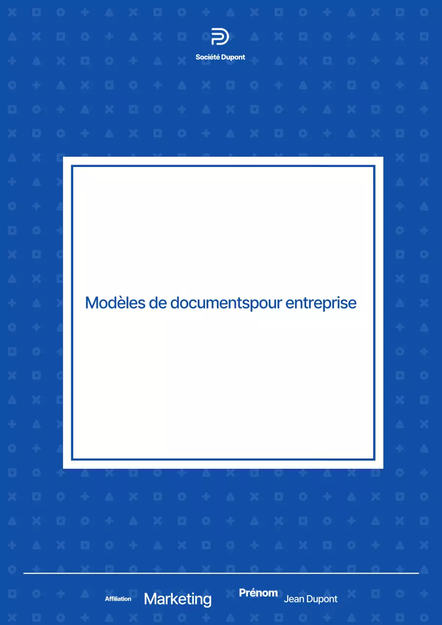 Un modèle simple de document d'entreprise en bleu marine et blanc