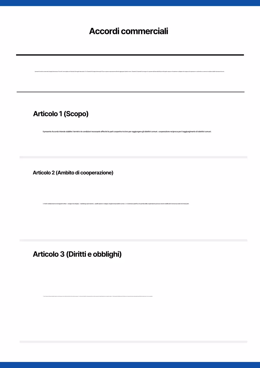 Un semplice modello di documento aziendale in blu navy e bianco