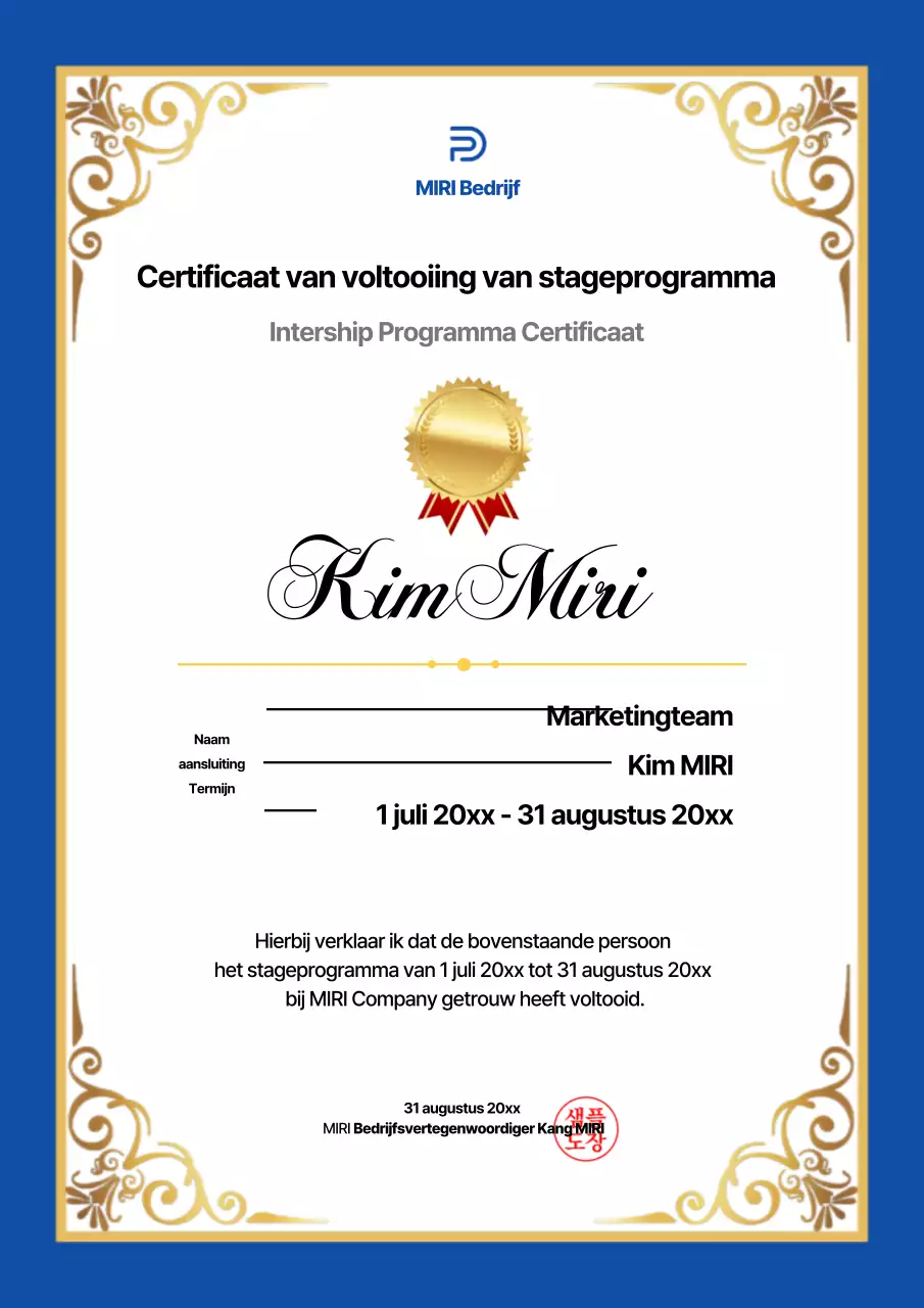 Een eenvoudige sjabloon voor bedrijfsdocumenten in marineblauw en wit