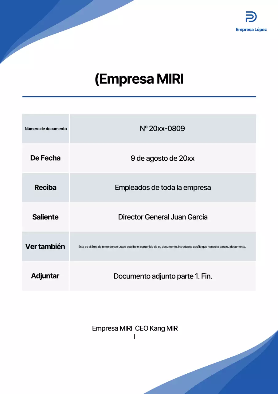 Una sencilla plantilla de documento corporativo en azul marino y blanco