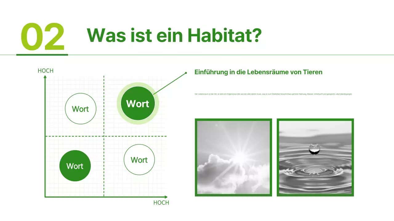 Grüne und hellgrüne Materialien für einfache Tierlebensräume