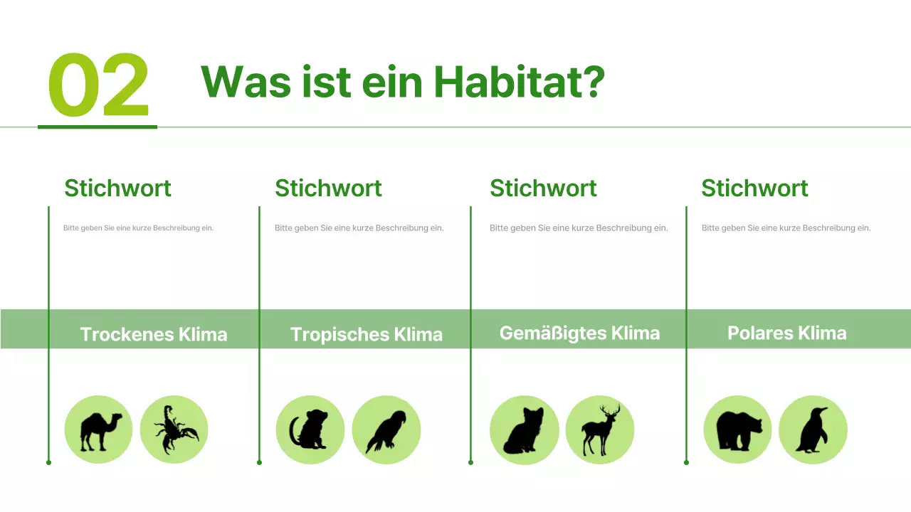 Grüne und hellgrüne Materialien für einfache Tierlebensräume