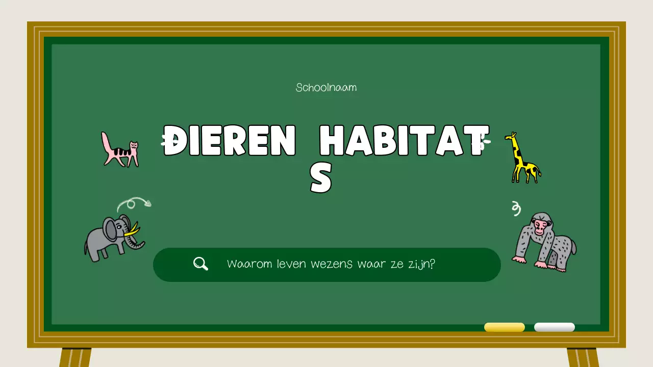Lesmateriaal voor groene en gele dierenhabitats