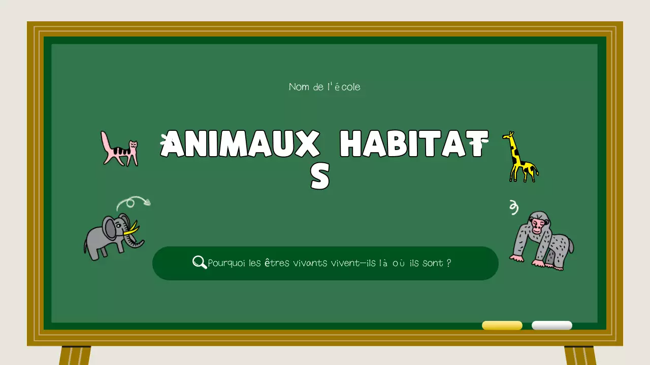 Ressources pédagogiques sur les habitats des animaux verts et jaunes