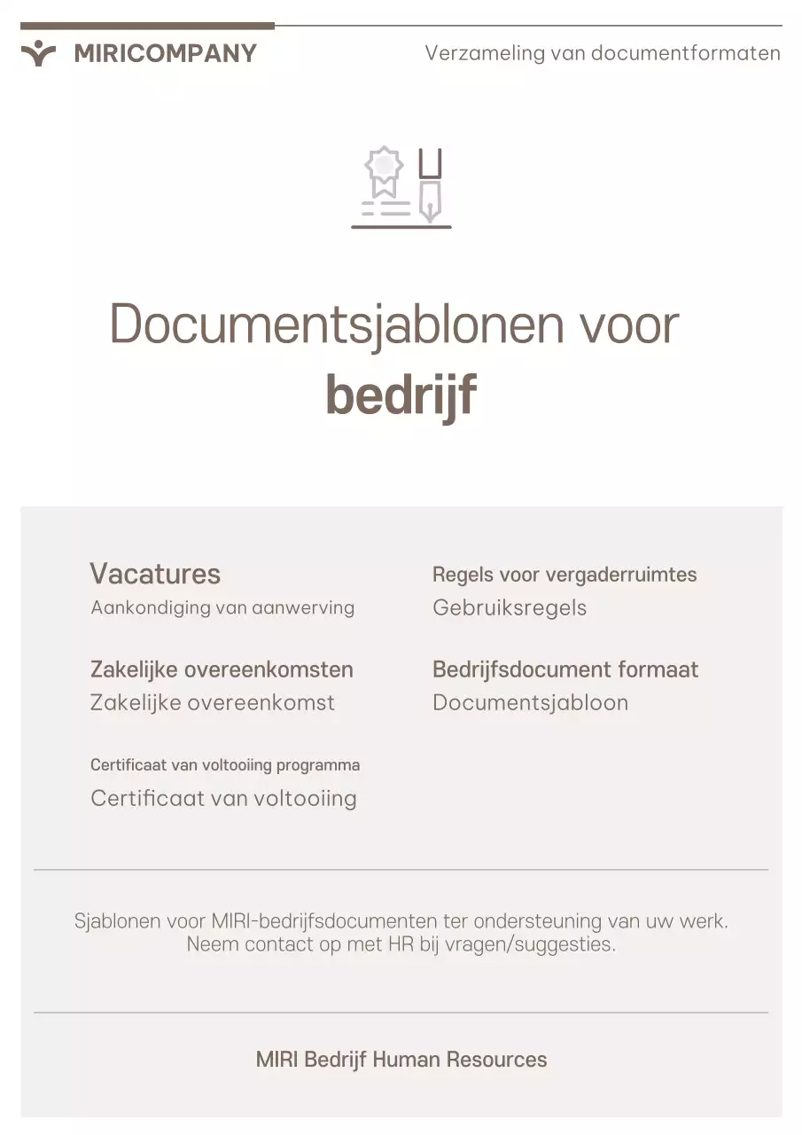 Een suite met eenvoudige bedrijfssjablonen in bruin en beige