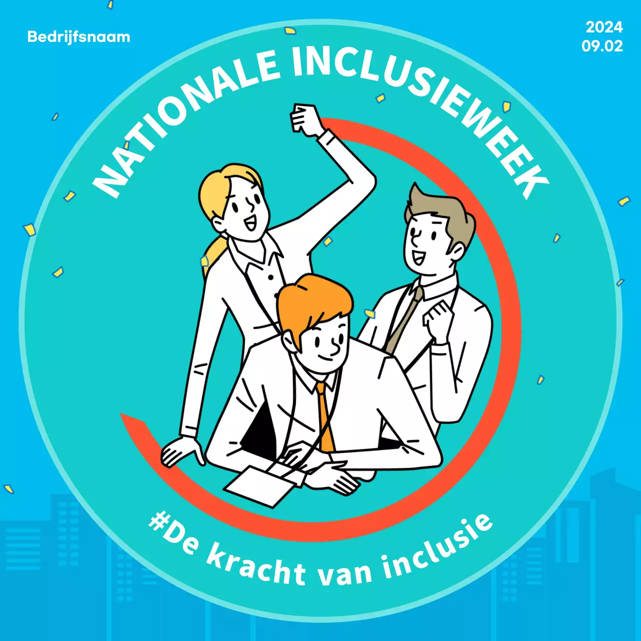 Promoot de Inclusion Week met een modern lichtblauw en mintkleurenschema