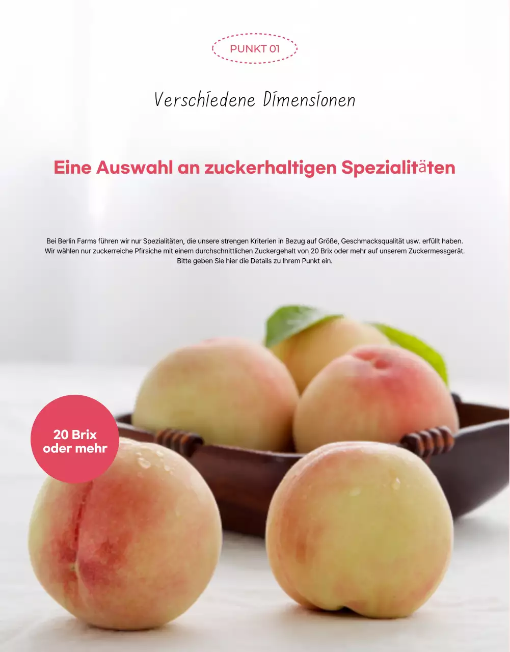 Basisanzeige für saisonales Obst in Rosa