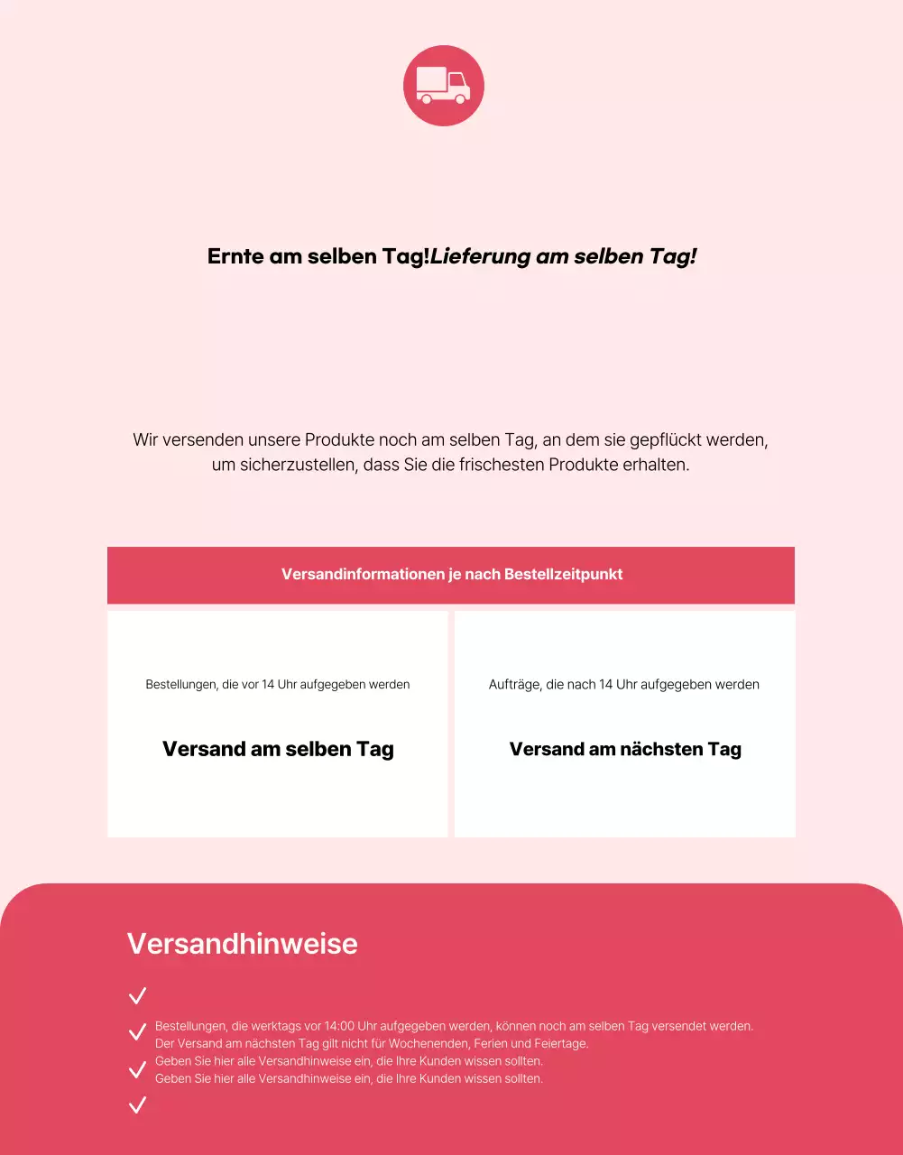 Basisanzeige für saisonales Obst in Rosa