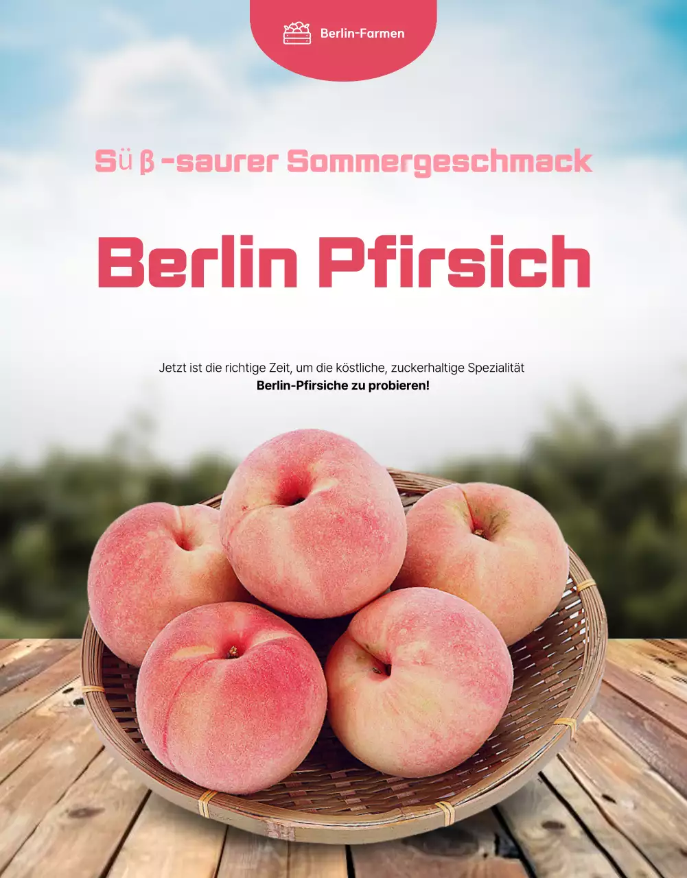 Basisanzeige für saisonales Obst in Rosa