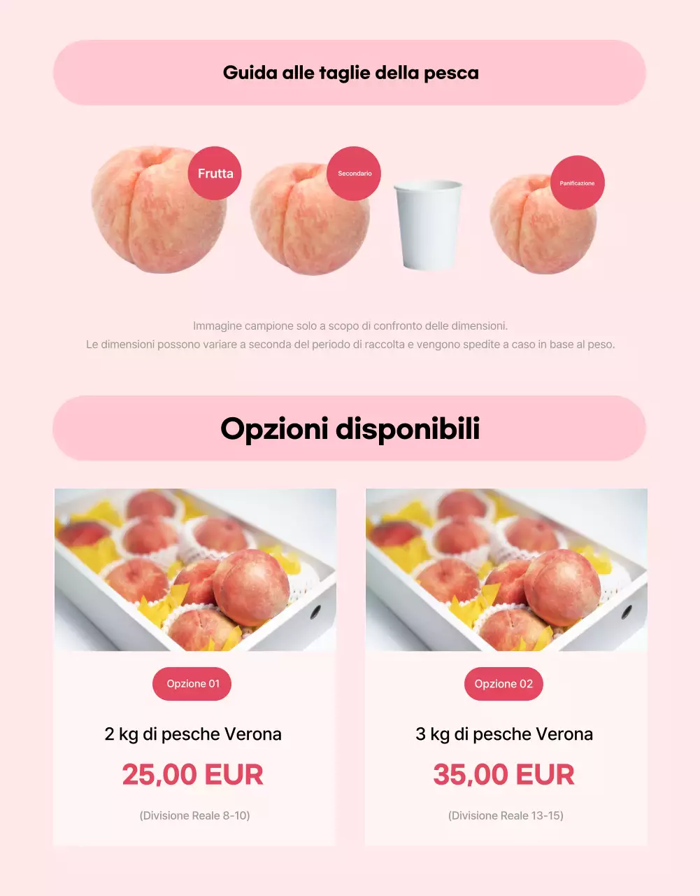 Annuncio base di frutta di stagione in rosa