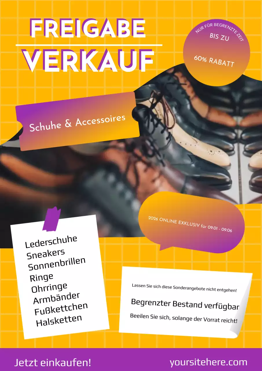 Gelb und Lila Geometrische Ausverkaufsanzeige