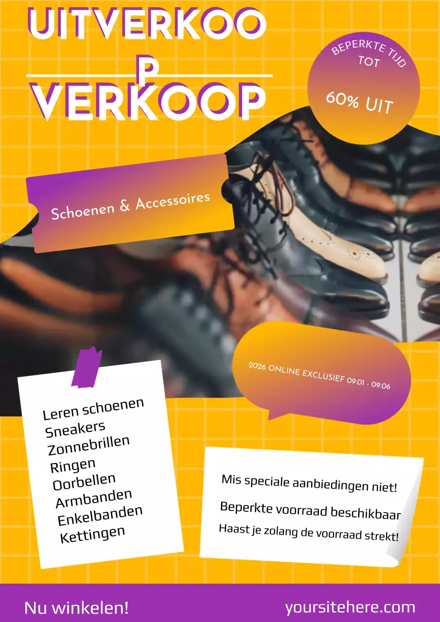 Gele en paarse geometrische opruiming Advertentie