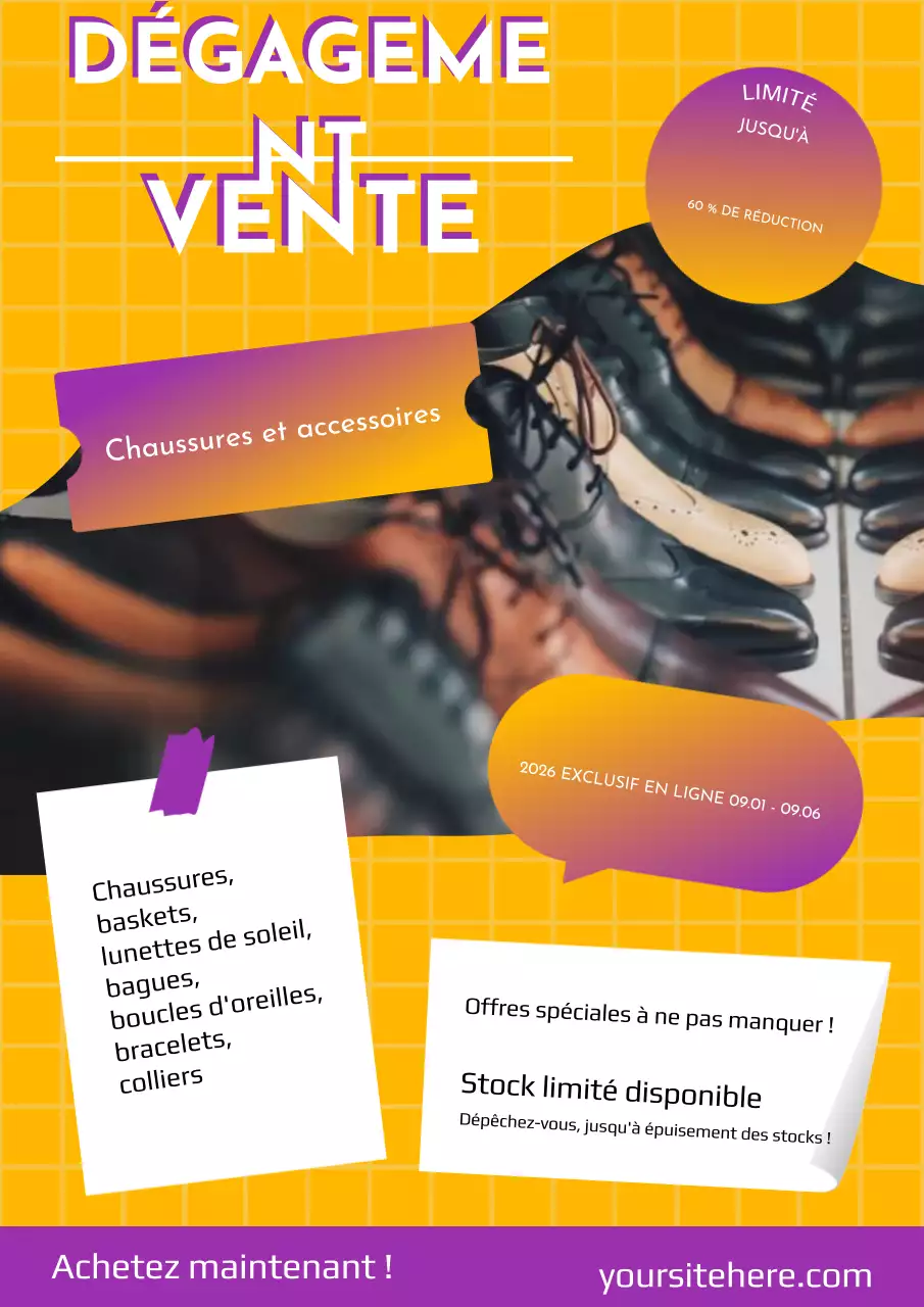 Jaune et violet Géométrique Clearance Sale Annonce