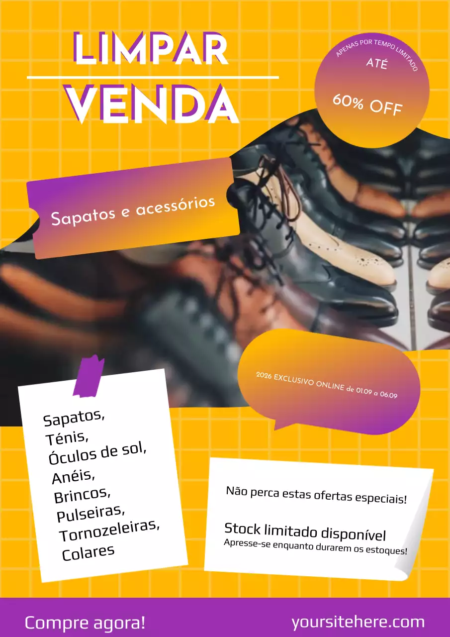Amarelo e roxo Geométrico Liquidação Anúncio