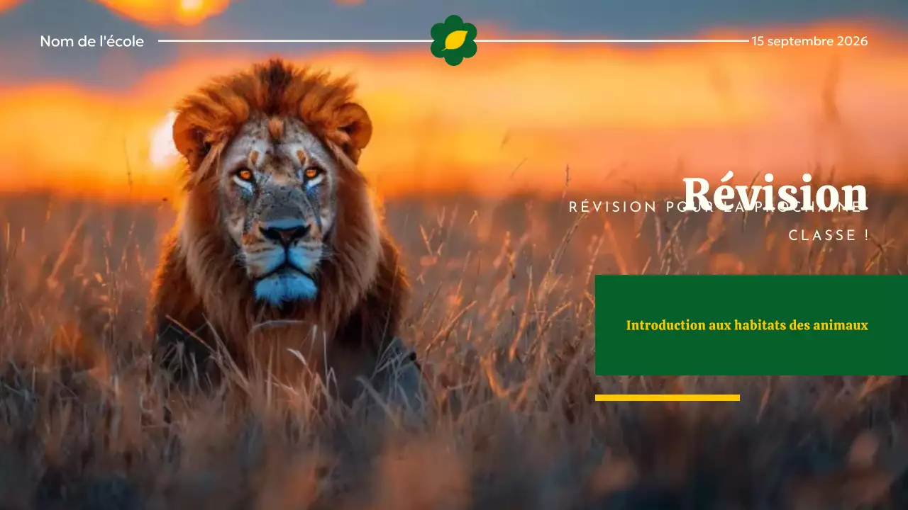 Matériel de conférence sur l'habitat animal moderne jaune et vert