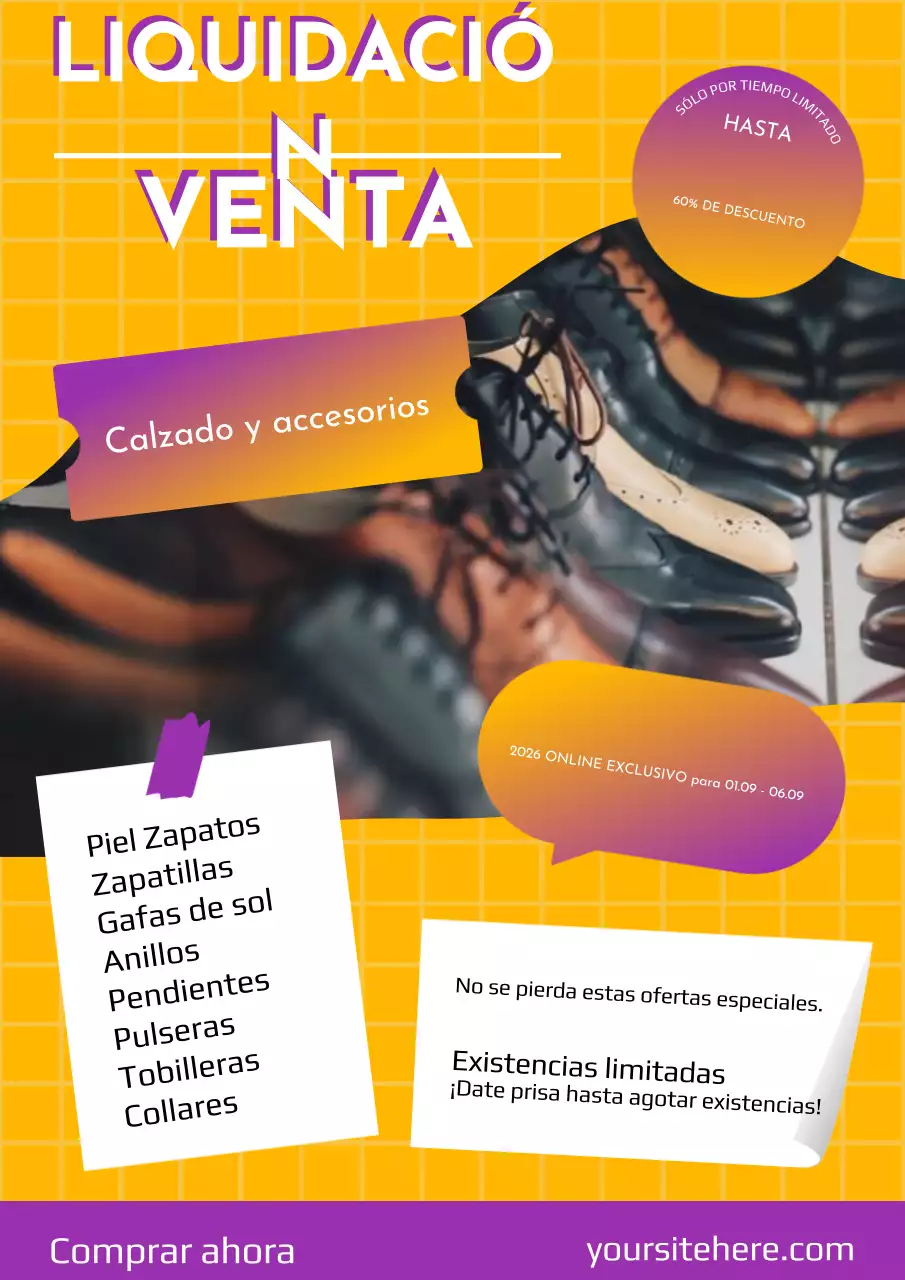 Amarillo y púrpura geométrica Liquidación Publicidad