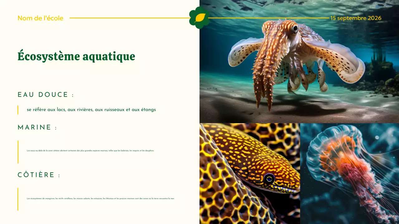 Matériel de conférence sur l'habitat animal moderne jaune et vert