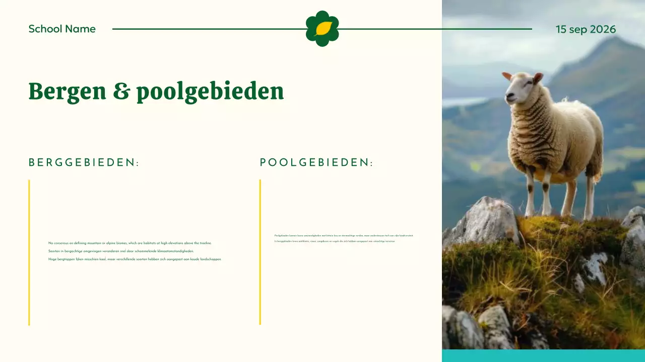 Geel en groen modern dierlijk habitat lesmateriaal