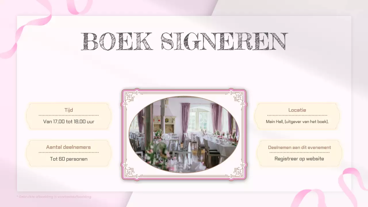 Pink White Simple Vintage Boek Lanceerfeest Schema