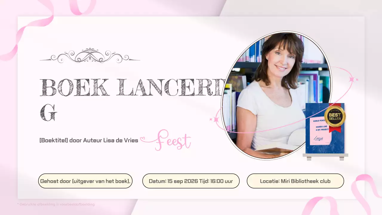 Pink White Simple Vintage Boek Lanceerfeest Schema