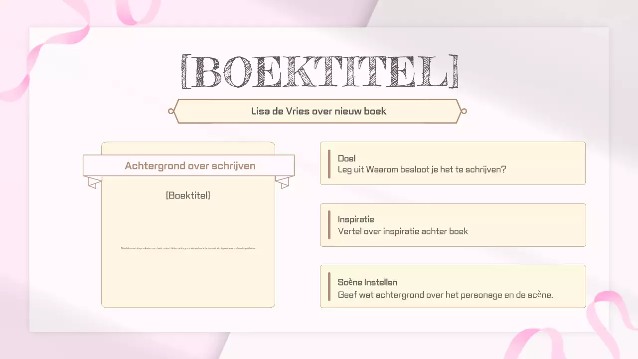 Pink White Simple Vintage Boek Lanceerfeest Schema