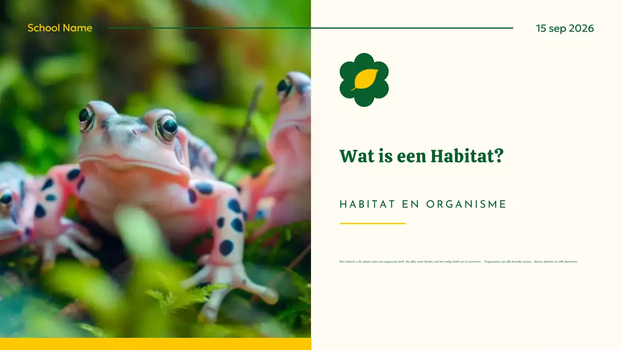 Geel en groen modern dierlijk habitat lesmateriaal