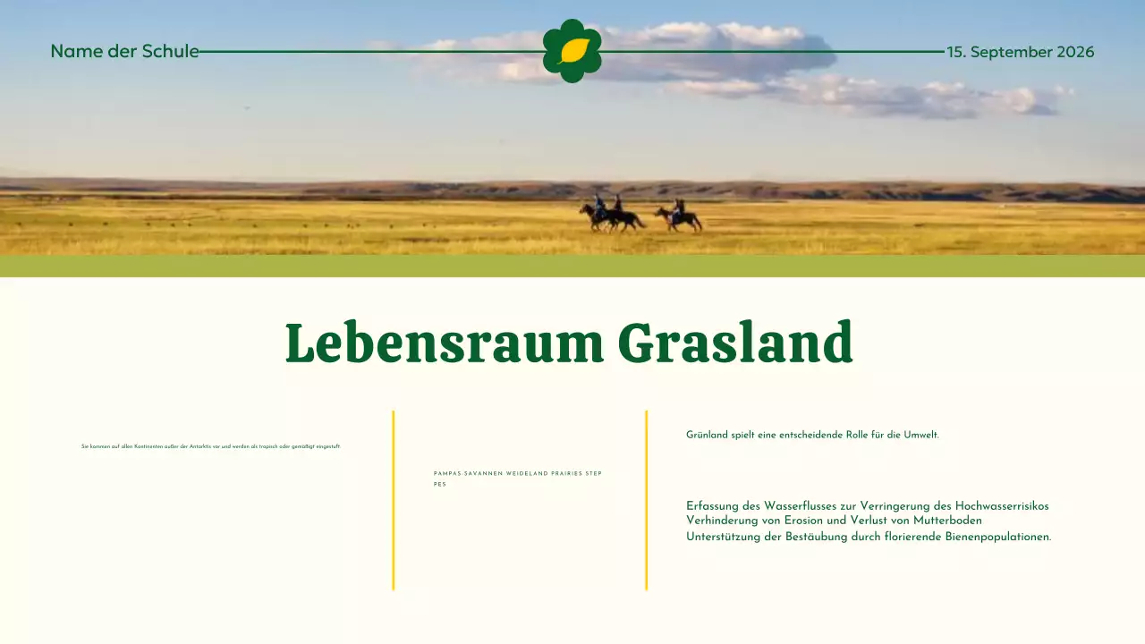 Gelbes und grünes modernes Tierhabitat Vortragsmaterial