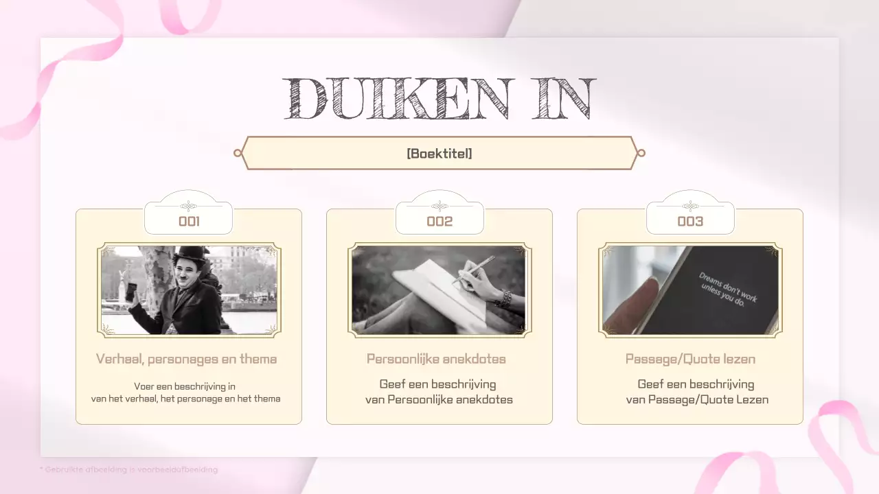 Pink White Simple Vintage Boek Lanceerfeest Schema