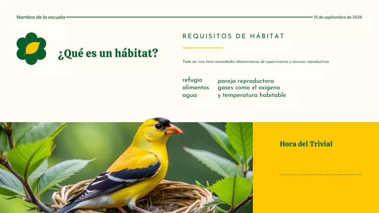 Hábitat animal moderno amarillo y verde Material de lectura