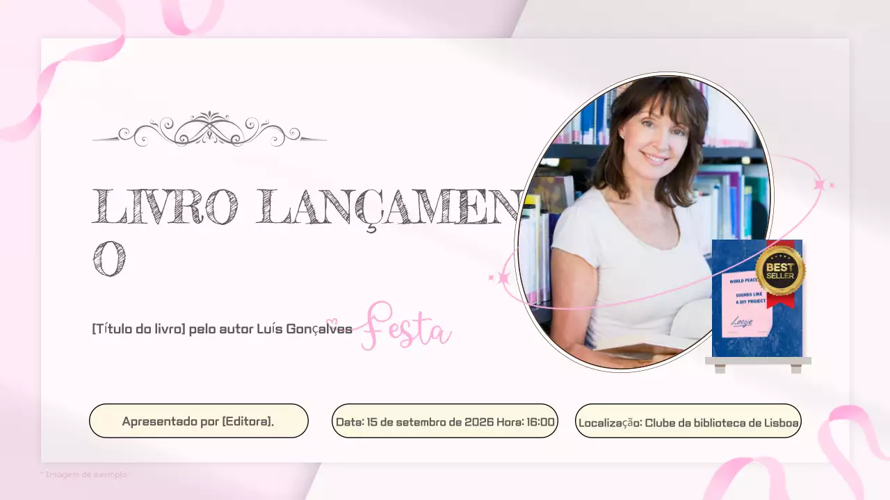 Rosa Branco Simples Vintage Calendário da festa de lançamento do livro