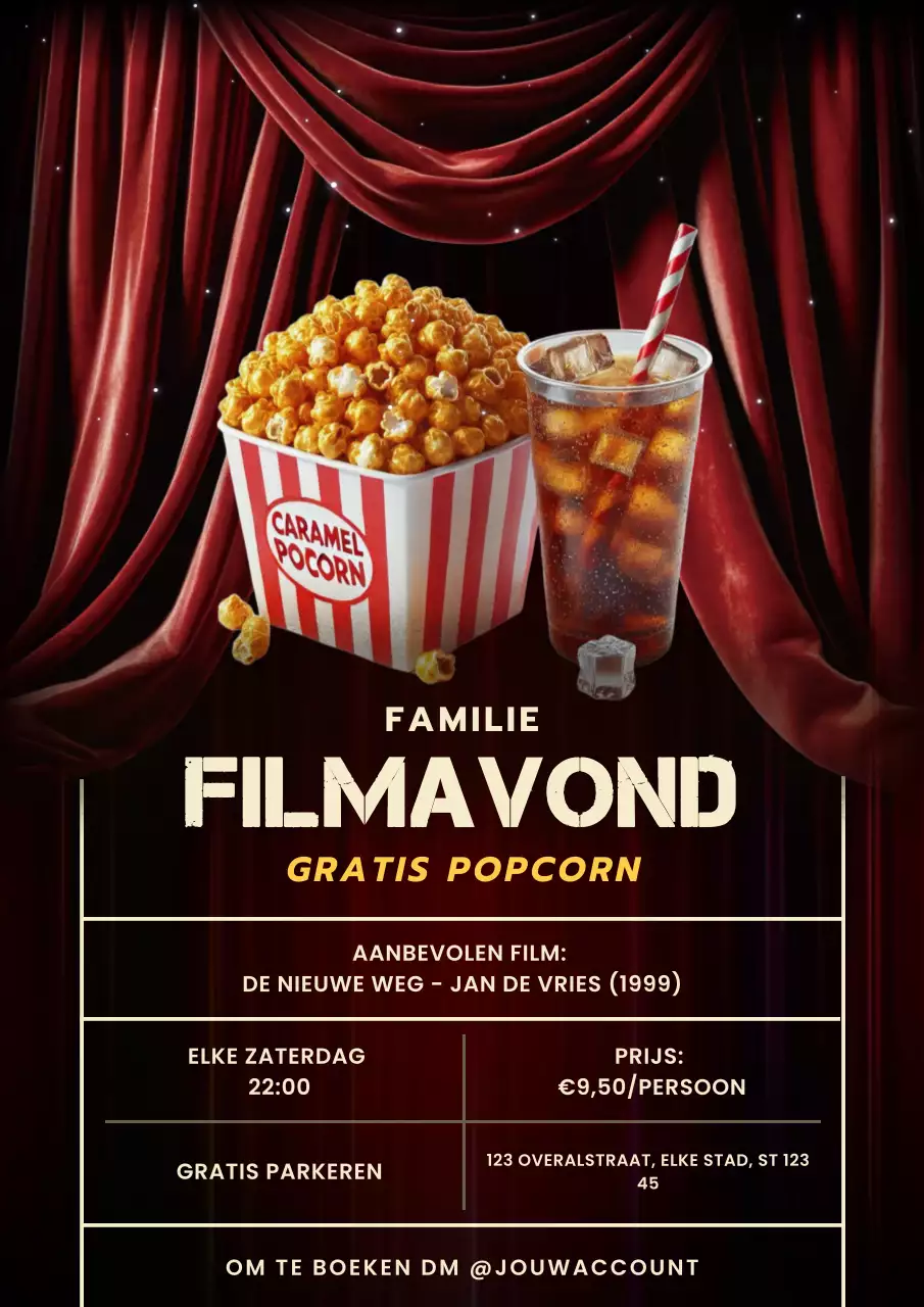 Zwart Rood Elegant Vintage Film Night Flyer