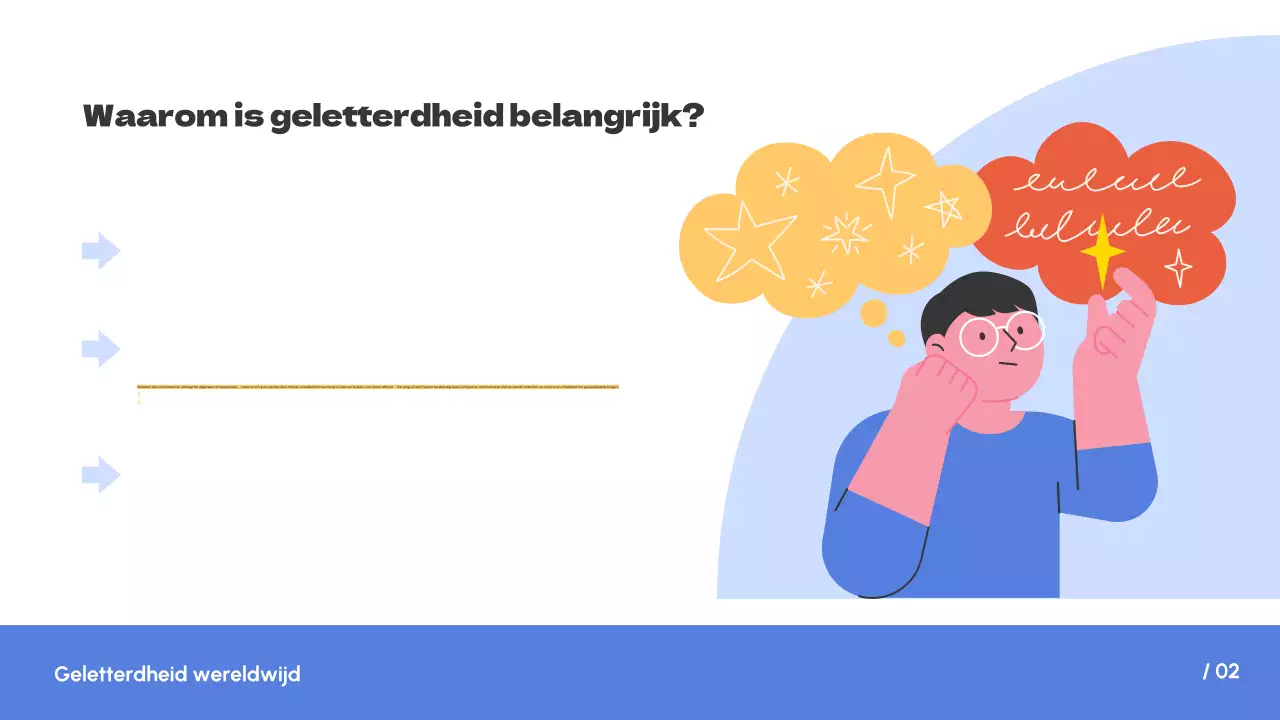 Wit Blauw Eenvoudige Trend Geletterdheid over de hele wereld Inleiding