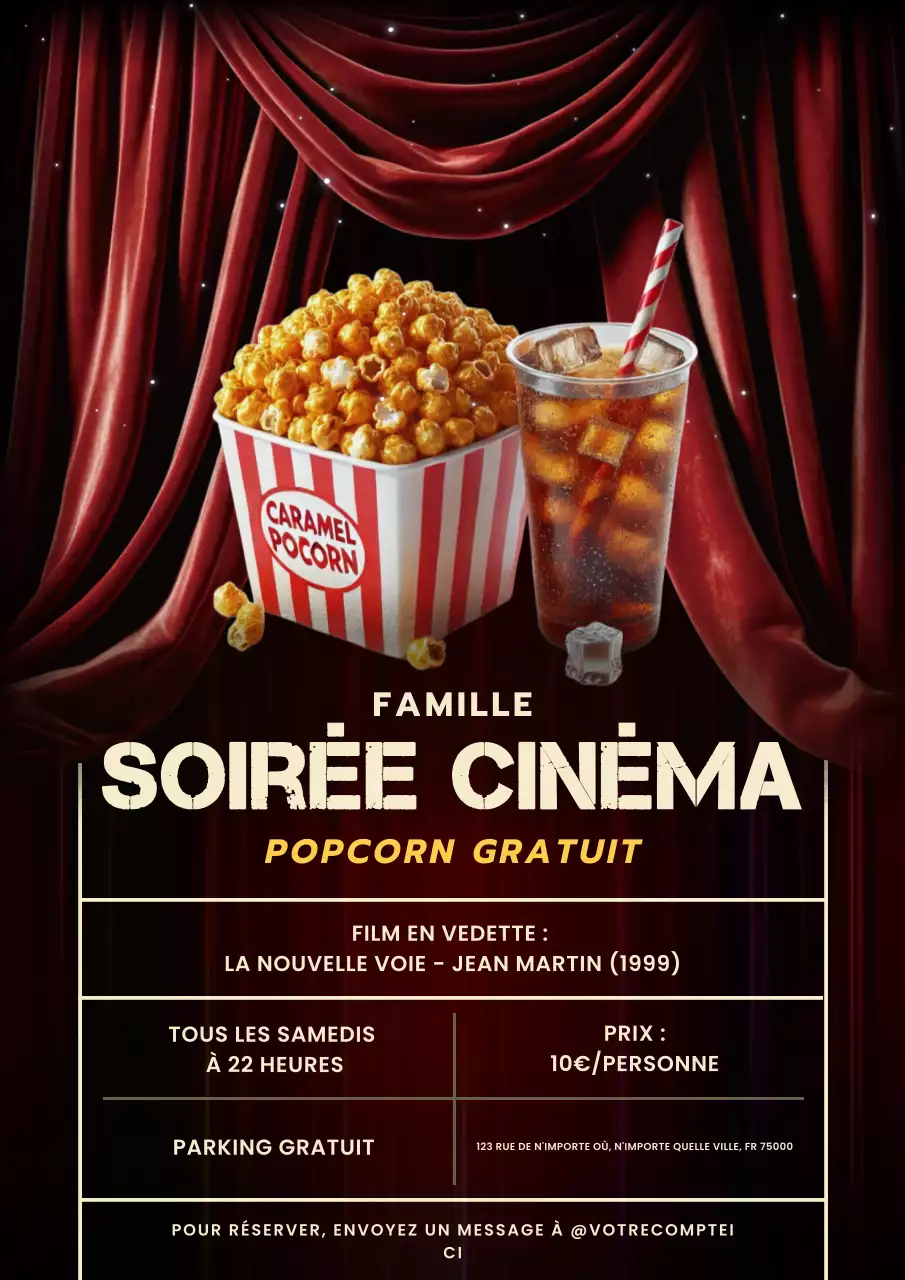 Black Red Elegant Vintage Movie Night Flyer