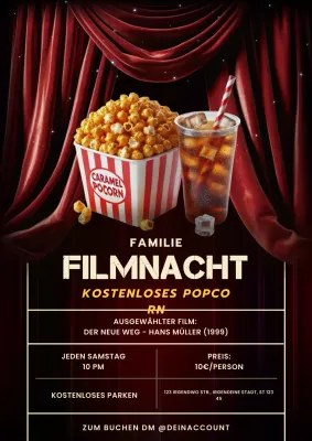 Schwarz Rot Elegant Vintage Filmabend Flyer