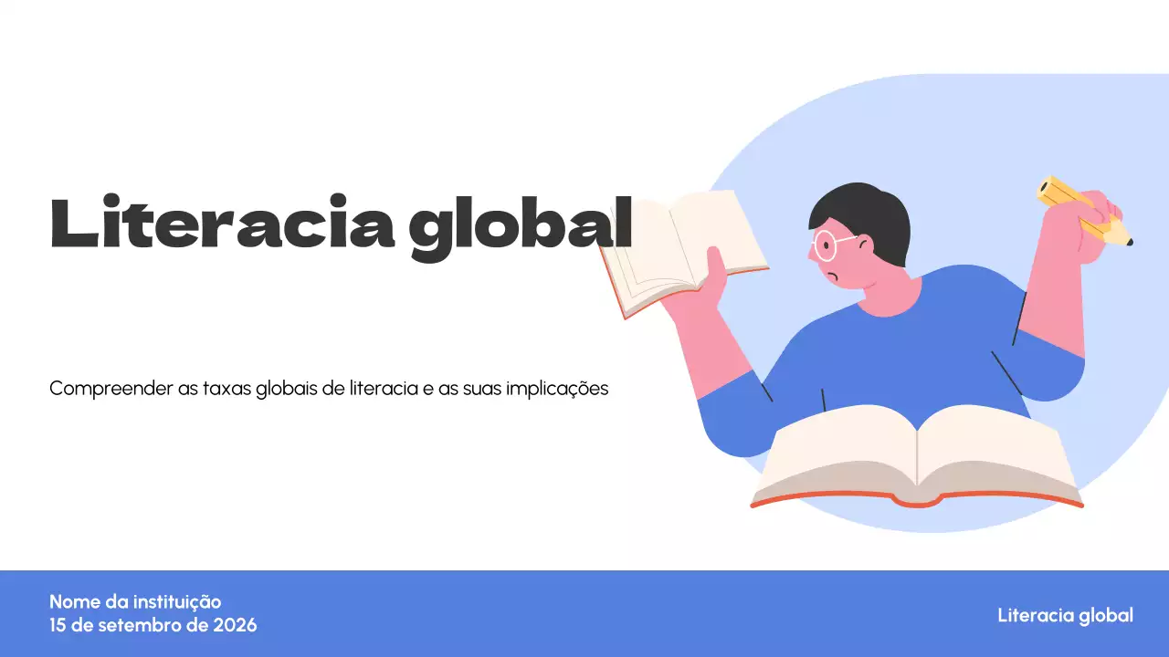 Branco Azul Tendência simples Literacia em todo o mundo Introdução