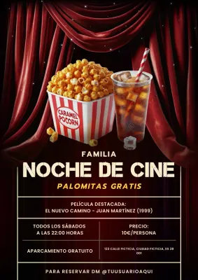Negro Rojo Elegante Vintage Movie Night Flyer