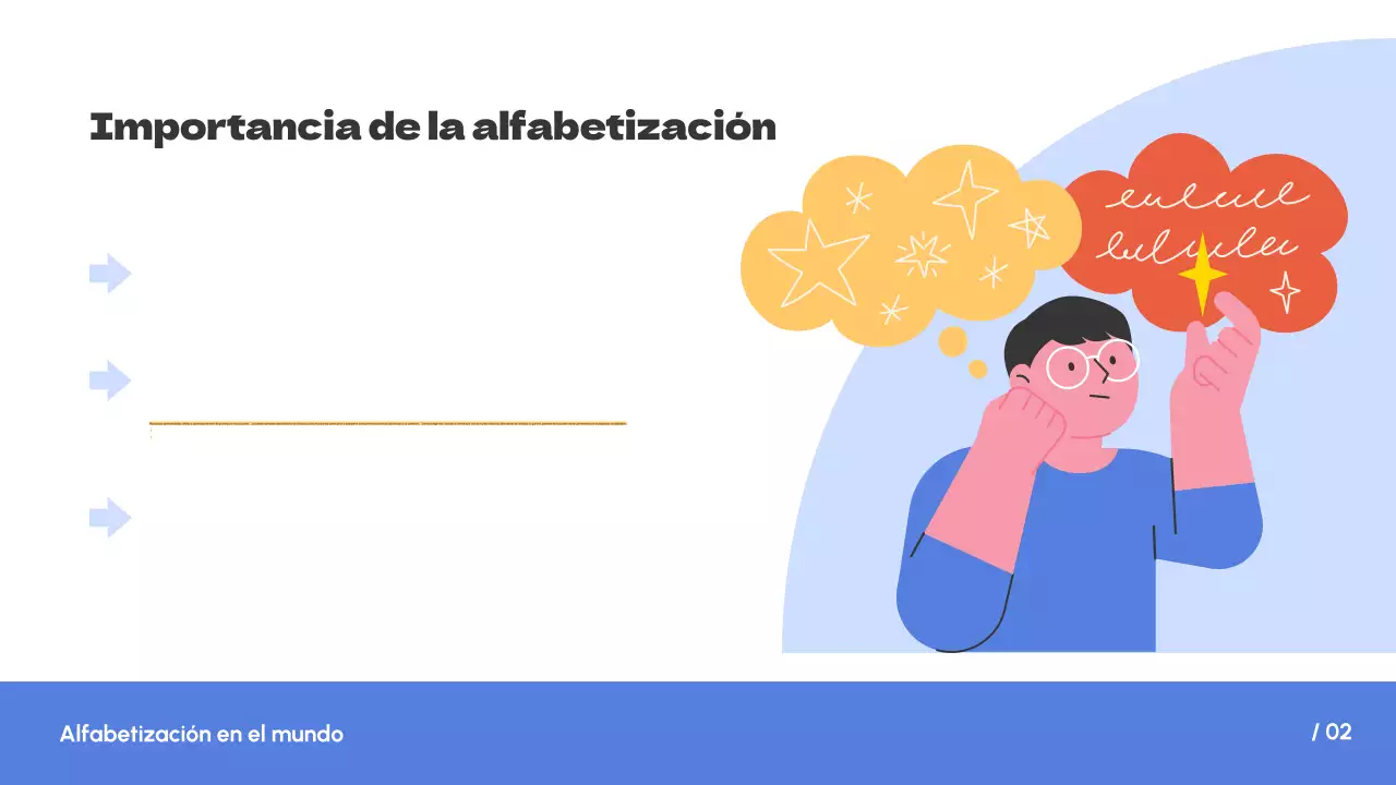 Blanco Azul Tendencia simple Alfabetización en el mundo Introducción