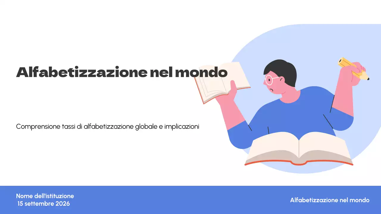 Bianco Blu Tendenza semplice Alfabetizzazione nel mondo Introduzione