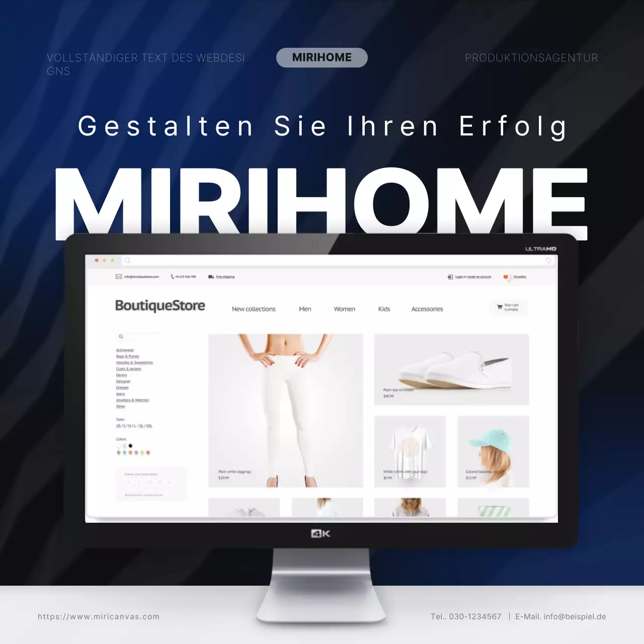 Erstellen Sie eine einfache Website in Blau und SchwarzPromoten Sie Ihre Agentur