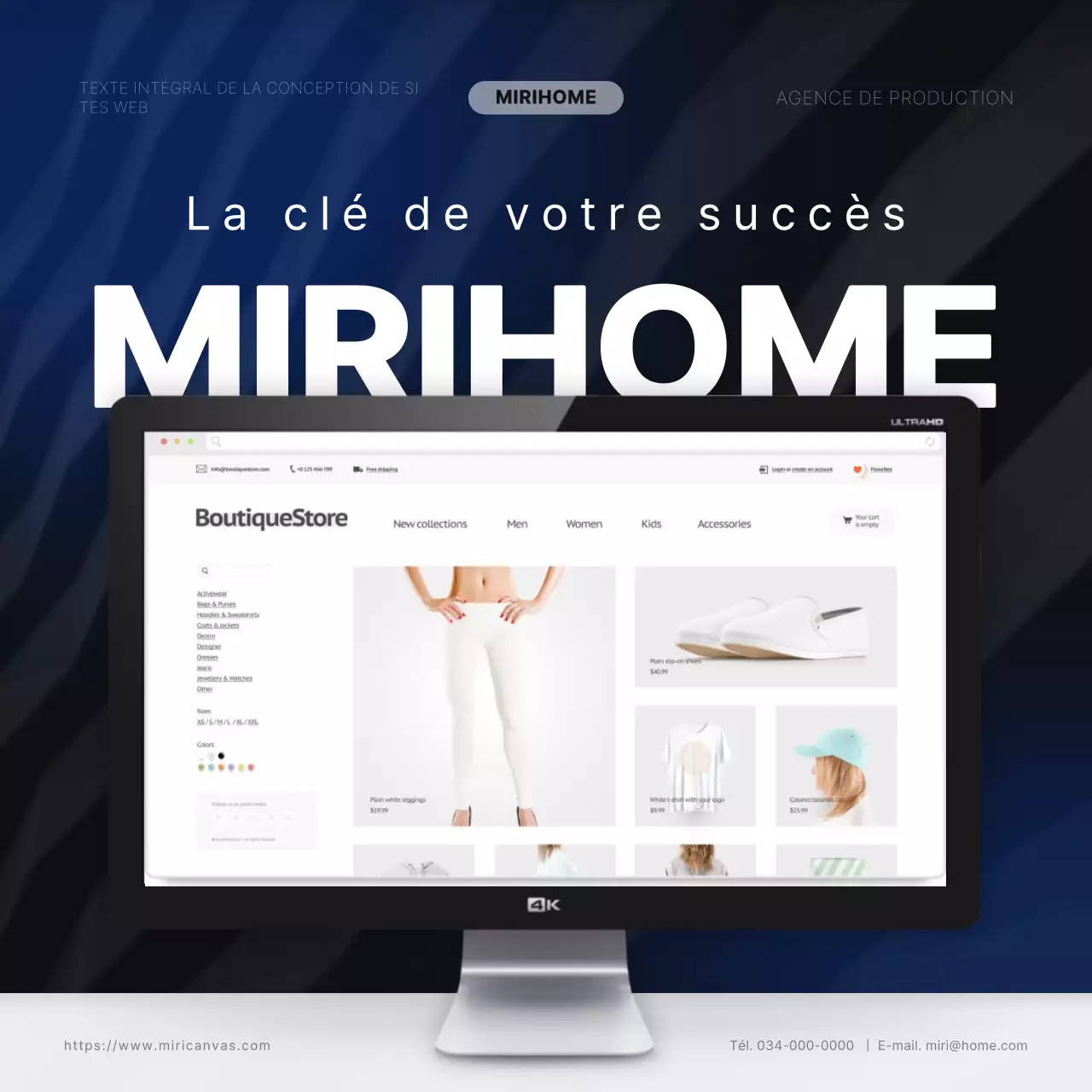 Créer un site web simple en bleu et noirPromouvoir votre agence