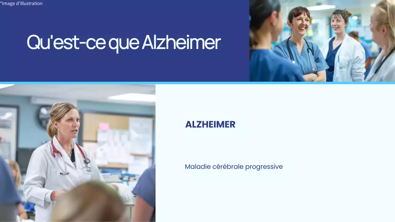 Bleu et blanc Simple Comprendre la maladie d'Alzheimer Introduction